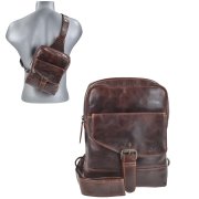 Crossbody Bag Leder 19x24cm "Rugged" teak brown