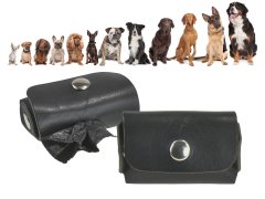 Hundekotbeutelspender Leder für Leine schwarz