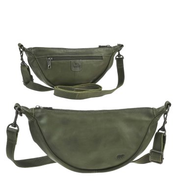 Crossbody Bag Damen Leder groß 35x17cm "Toon" green (antik grün)