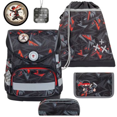Schulranzen Set COMPACT mit PATCH 5tlg Ninja
