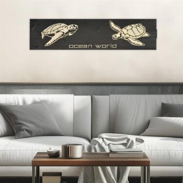 Holz-Wandbild 80x20cm OCEAN WORLD "Sea Turtles"