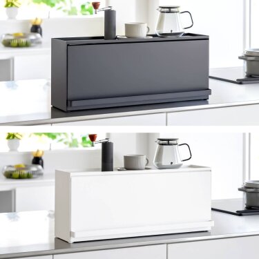 Küchenregal Organizer Arbeitsplatte 60x25x17cm Metall Yamazaki Home. Halbgeschlossenes Design für eine aufgeräumte Optik in der Küche