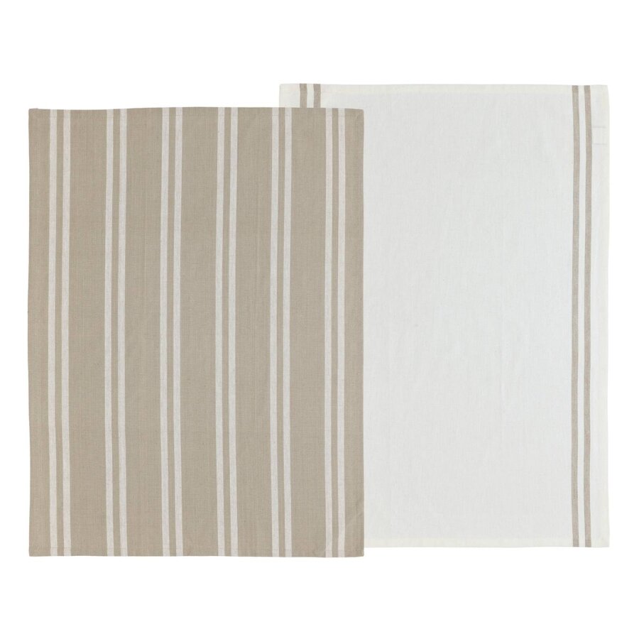 Geschirrtuch 2er Set saugstark Baumwolle beige 50x70cm