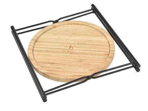 Beistelltisch klappbar abnehmbares Tablett Metall Bambus ø32x36cm