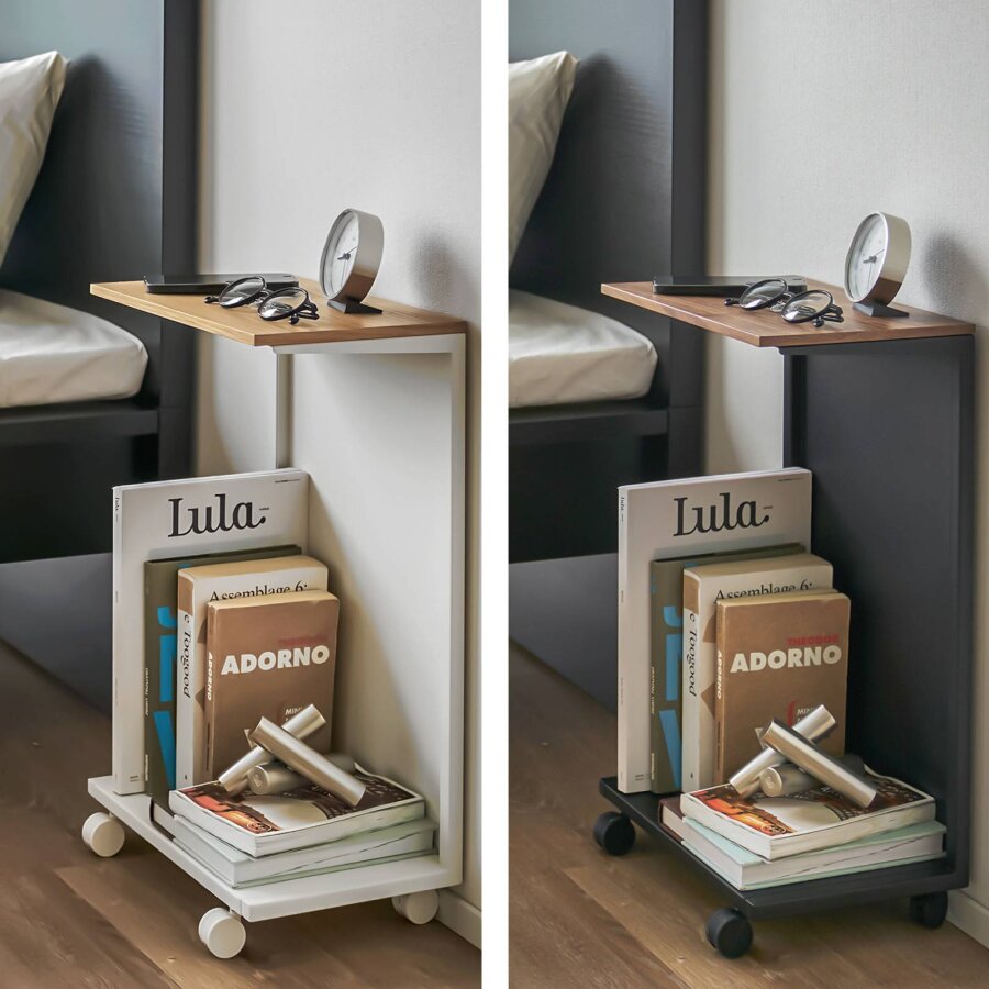 Beistelltisch mobil mit Rollen Tower – Metall & Holz
