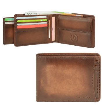 Geldbörse Leder 12x9cm quer mit herausnehmbarem Kartenetui RFID "DOMUS"