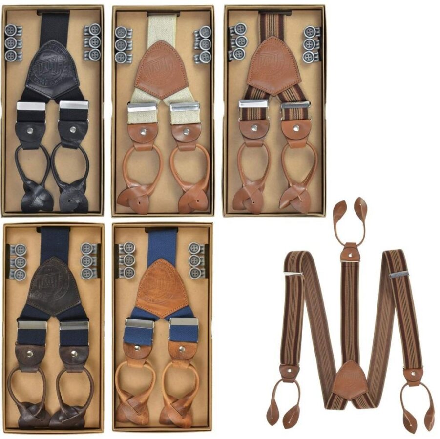 Hosenträger Herren zum Knöpfen und Clippen 35mm Casuals Leder. Die ...