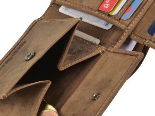 Greenburry Vintage Herren Geldbörse Aus Rindleder – Antikbraun, 10,5x7x1 Cm, Mit Münzfach, Kartenfächern & Scheinfach