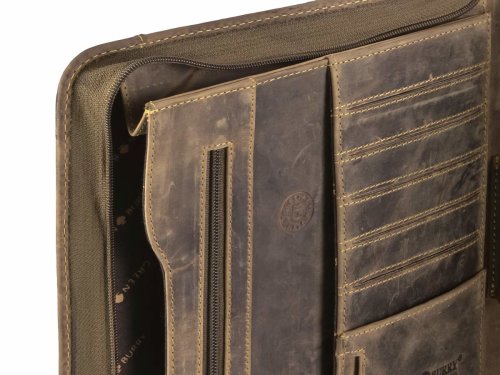 206 Schreibmappe A4 Vintage-Leder mit Reißverschluss dunkelbraun   Sonderpreis 