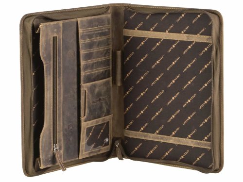205 Ringbuch-Schreibmappe A4 mit Reißverschluss Vintage Rind-Leder Sonderpreis 