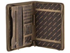 205 Ringbuch-Schreibmappe A4 mit Reißverschluss Vintage Rind-Leder Sonderpreis 