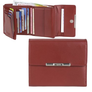 Geldbörse Leder 12x10cm mit 12 Kartenfächern "Helena" rot
