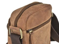Greenburry Umhängetasche Vintage kompakt mit vier Reißverschlussfächern – Leder antikbraun