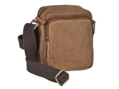 Greenburry Umhängetasche Vintage kompakt mit vier Reißverschlussfächern – Leder antikbraun