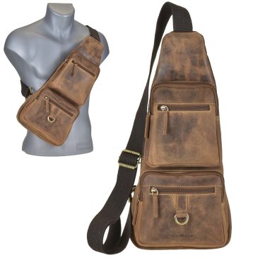 Crossbody Bag Leder 20x45cm "Vintage" antikbraun