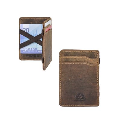 Geldbörse Leder 7x10cm Magic Wallet "Vintage" antikbraun