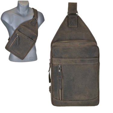 Crossbody Bag Leder 21x28cm "Vintage Revival Limited" tabakbraun