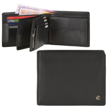 Geldbörse Leder 12x9cm mit 16 Kartenfächern "Harry" schwarz
