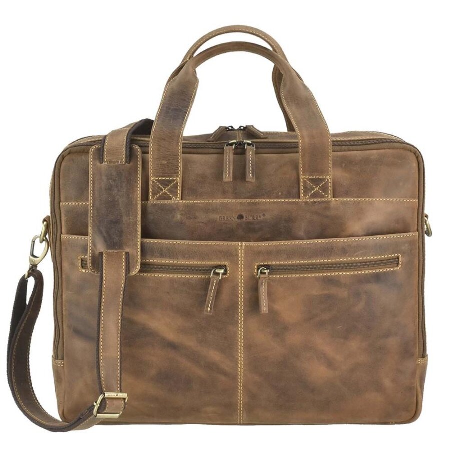 Greenburry Aktentasche Leder Laptopfach | Vintage antikbraun
