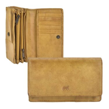 Portemonnaie Leder 15x9cm mit 14 Kartenfächern "Emma" gelb