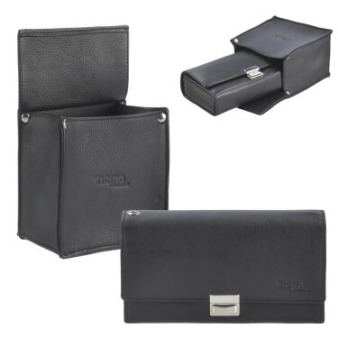 Kellnerportemonnaie Set 8 Scheinfächer Leder schwarz