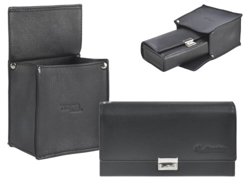 Kellnerportemonnaie Set 8 Scheinfächer Leder schwarz