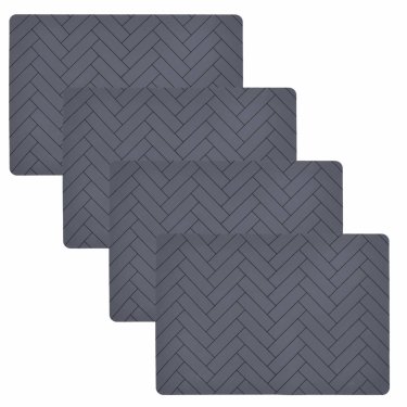 Tischset Silikon 33x48cm 4er Set "Tiles" grey (dunkelgrau)