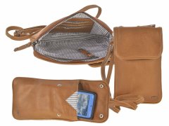 Handytasche zum Umhängen Leder "Mila" cognac