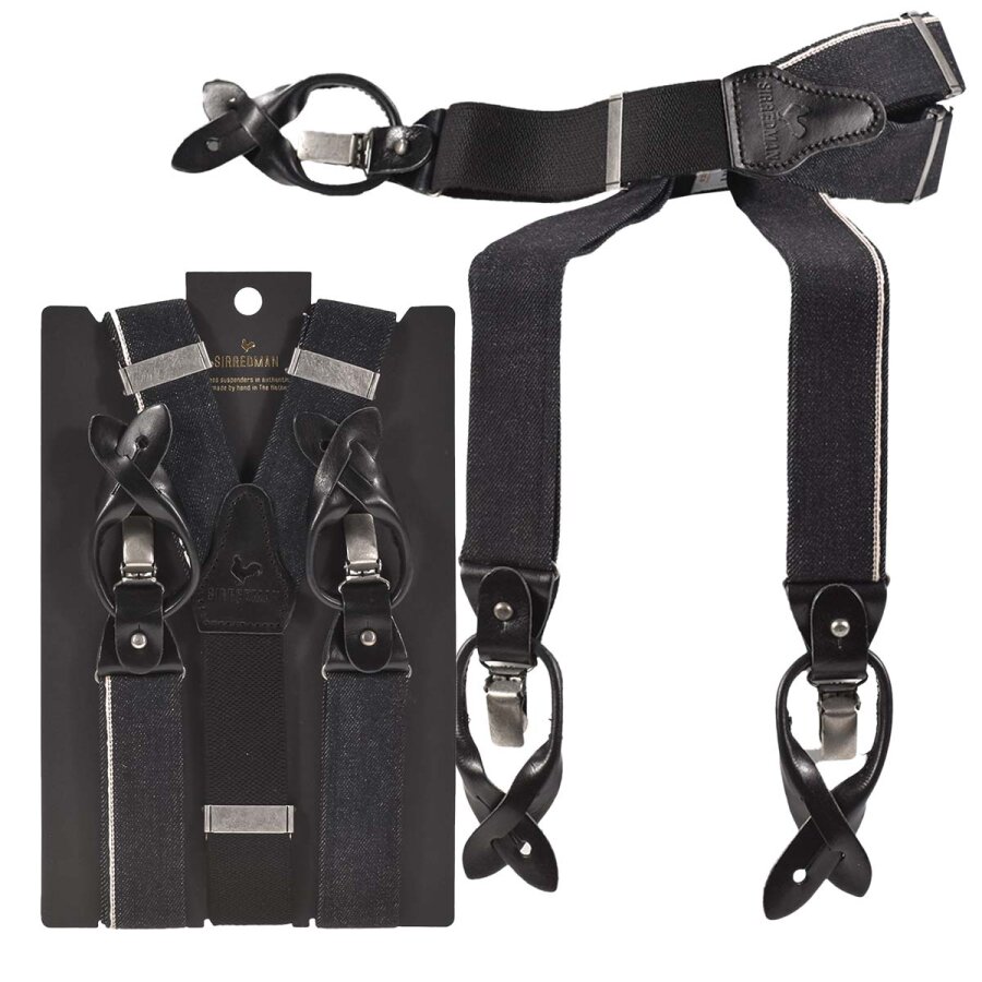 Sir Redman Hosenträger Herren Candiani Denim 35mm schwarz. Ein edles ...
