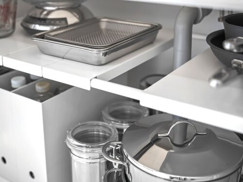 Küchenschrank-Organizer Aus Metall – 5 Schlitze Für Schneidebretter & Backbleche – 2 Stück, Verchromt – Platzsparend